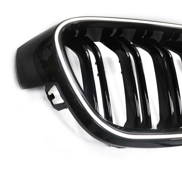 LED-Doppellamellen-Kühlergrill in Schwarz glänzend, passend für BMW 3er F30 2012–2019