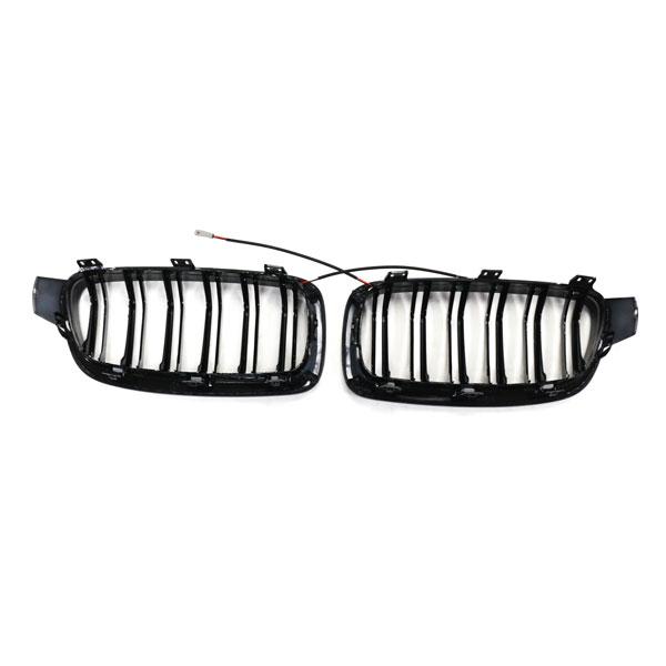 LED-Doppellamellen-Kühlergrill in Schwarz glänzend, passend für BMW 3er F30 2012–2019