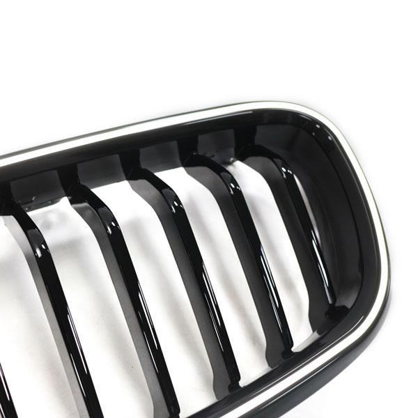 LED-Kühlergrill mit einer Lamelle in Schwarz glänzend, passend für BMW 3er F30 2012–2019