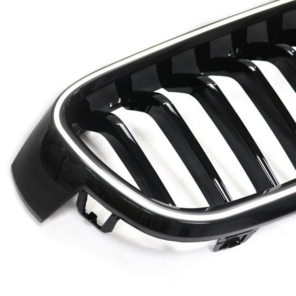 LED-Kühlergrill mit einer Lamelle in Schwarz glänzend, passend für BMW 3er F30 2012–2019