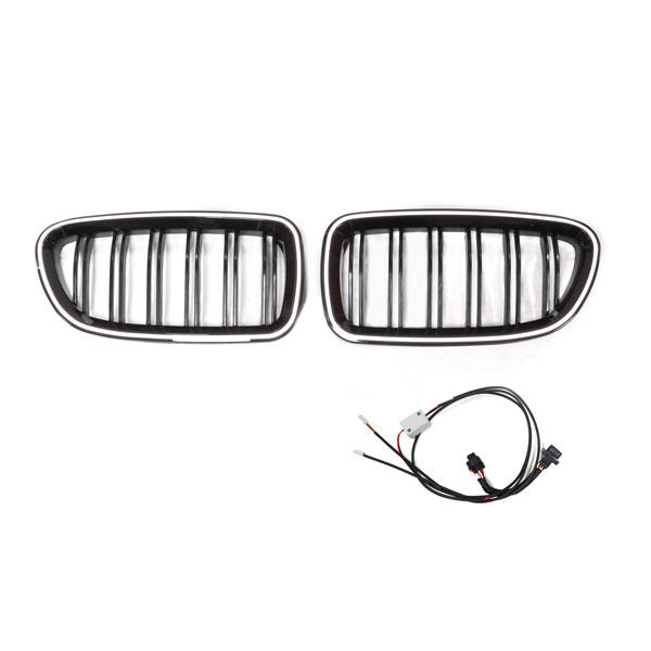 LED-Kühlergrill mit Doppellamellen in Schwarz glänzend für BMW 5er F10 2010–2017