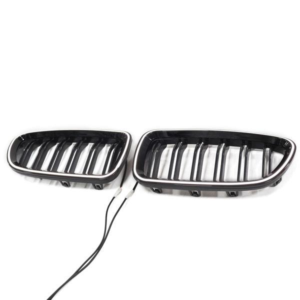 LED-Kühlergrill mit Doppellamellen in Schwarz glänzend für BMW 5er F10 2010–2017