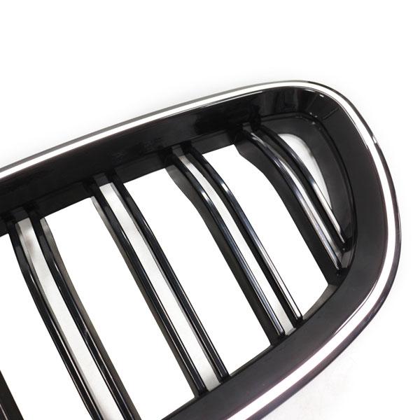 LED-Kühlergrill mit Doppellamellen in Schwarz glänzend für BMW 5er F10 2010–2017