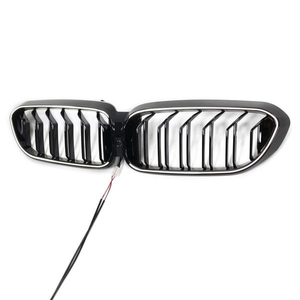 LED-Doppellamellen-Kühlergrill in Schwarz glänzend, passend für BMW 5er G30 2017–2020, alt bis neu