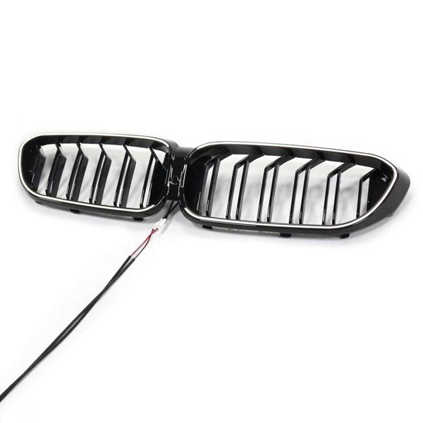 LED-Doppellamellen-Kühlergrill in Schwarz glänzend, passend für BMW 5er G30 2017–2020, alt bis neu