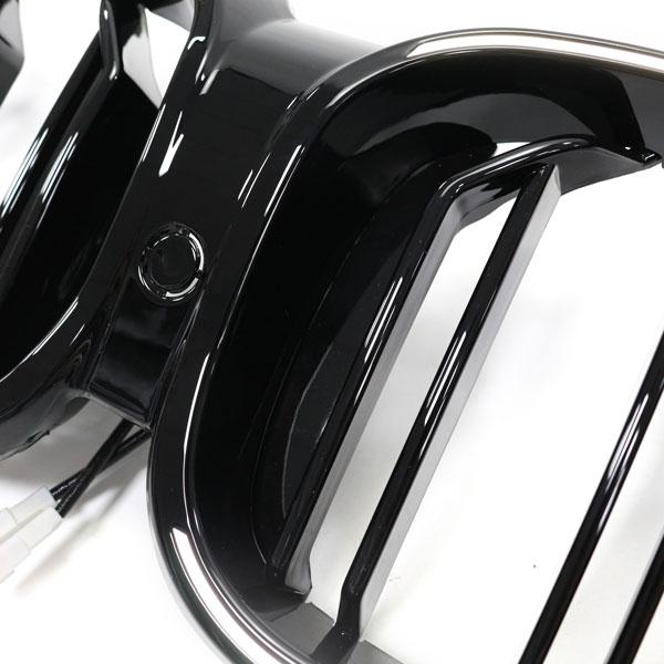 LED-Doppellamellen-Kühlergrill in Schwarz glänzend, passend für BMW 5er G30 2017–2020, alt bis neu