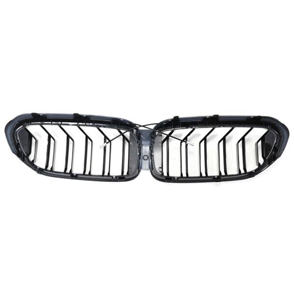 LED-Doppellamellen-Kühlergrill in Schwarz glänzend, passend für BMW 5er G30 2017–2020, alt bis neu