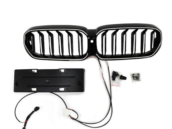 LED-Doppellamellen-Kühlergrill in Schwarz glänzend für BMW 5er G30 LCI 2020-2023