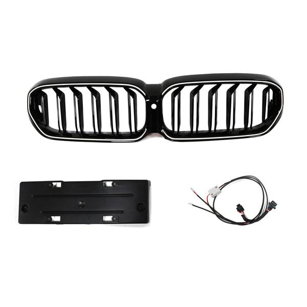 LED-Doppellamellen-Kühlergrill in Schwarz glänzend für BMW 5er G30 LCI 2020-2023
