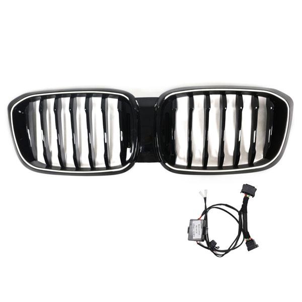 LED-Kühlergrill mit einer Lamelle in Schwarz glänzend, passend für BMW X3 Serie G01 2018–2021