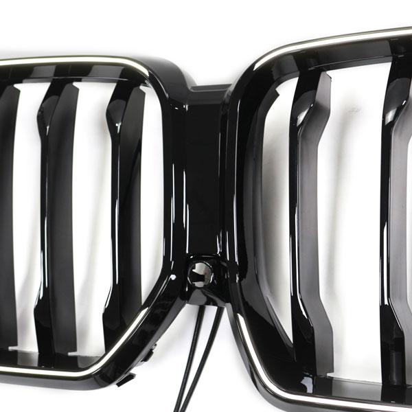 LED-Kühlergrill mit einer Lamelle in Schwarz glänzend passend für BMW X6 Serie G06 2019–2023