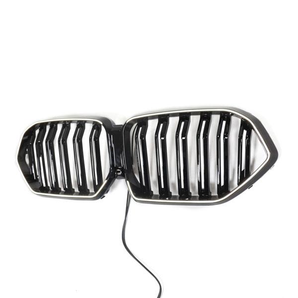 LED-Doppellamellen-Kühlergrill in Schwarz glänzend passend für BMW X6 Serie G06 2019–2023