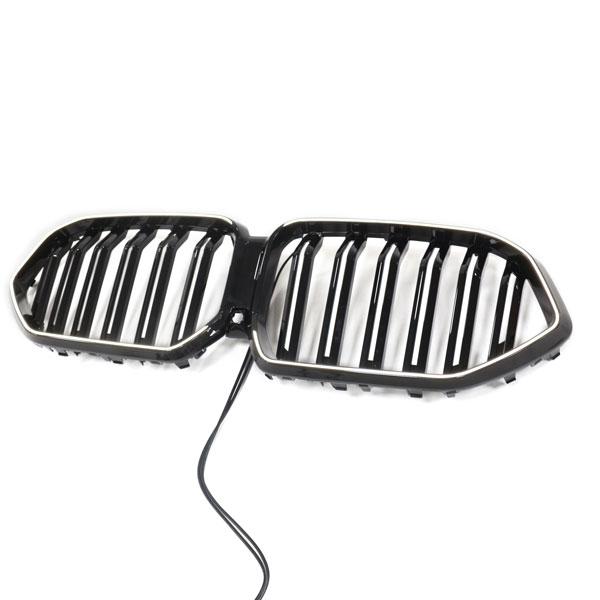 LED-Doppellamellen-Kühlergrill in Schwarz glänzend passend für BMW X6 Serie G06 2019–2023