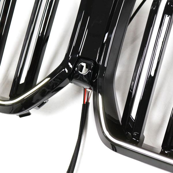 LED-Doppellamellen-Grill in Schwarz glänzend passend für BMW X6 Serie G06 LCI 2023 +
