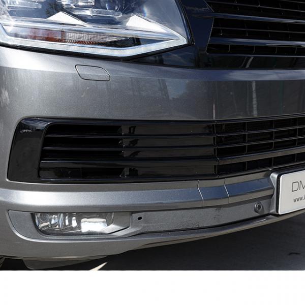 Set Gitter Grill Einsatz Stoßstange vorne unten Hochglanz Schwarz passt für VW T6 ab 2015-2019