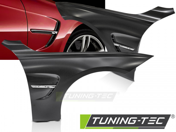 Upgrade Sport Design Kotflügel Vorn (links+rechts) für BMW 3er F30/F31 11-18 mit Lufteinlässen Chrom Optik