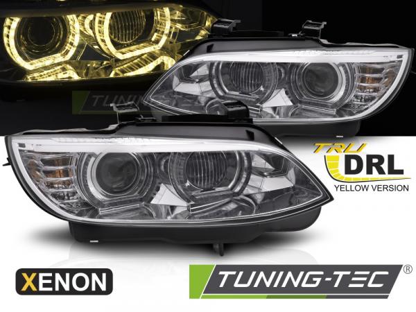 3D Xenon "YellowSign" LED Tagfahrlicht Angel Eyes Scheinwerfer für BMW 3er Coupe/Cabrio E92/E93 06-10 chrom