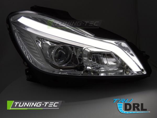 LED Tagfahrlicht Design Scheinwerfer für Mercedes Benz C-Klasse W204 11-14 (Mopf) schwarz