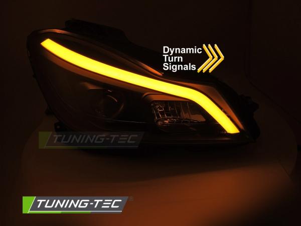 LED Tagfahrlicht Design Scheinwerfer für Mercedes Benz C-Klasse W204 11-14 (Mopf) schwarz