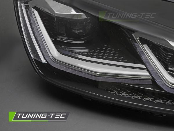 Voll-LED Tagfahrlicht Scheinwerfer für VW Golf 7 12-17 schwarz / rot mit dynamischem LED Blinker