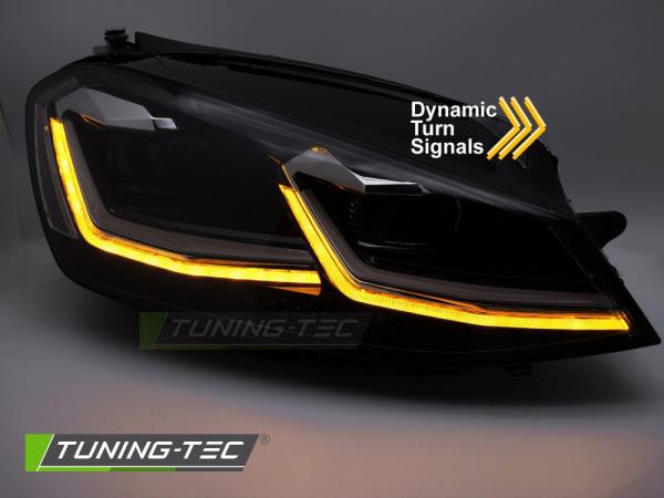 Voll-LED Tagfahrlicht Scheinwerfer für VW Golf 7 12-17 schwarz / rot mit dynamischem LED Blinker