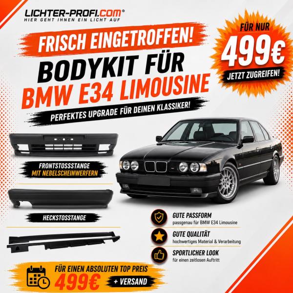 Upgrade Design Bodykit Set passend für BMW 5er E34 Limousine / Touring Front + Heck 87-97 + Seite 88-95