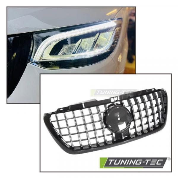 Paket - EXCLUSIVE VOLL LED Tagfahrlicht Scheinwerfer Set passend für Mercedes Benz Sprinter W907/W910 18+ schwarz/chrom +Upgrade Sportgrill / Kühlergrill passend für Mercedes-Benz Sprinter W907 /910 18-23 Hochglanz schwarz/chrom