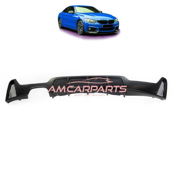 Upgrade Sport Design Heck Diffusor passend für BMW 4er F32 / F33 / F36 Coupe / Cabrio 13-20 Matt schwarz