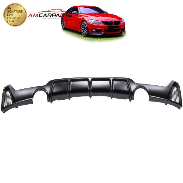 Upgrade Sport Design Heck Diffusor passend für BMW 4er F32 / F33 / F36 Coupe / Cabrio 13-21 Matt schwarz