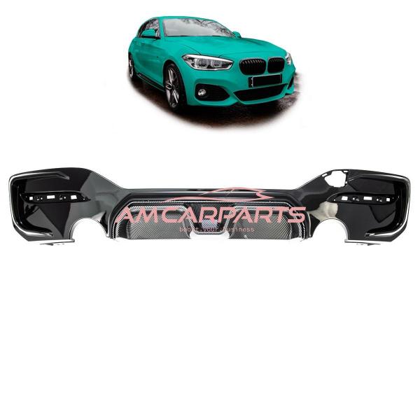 Upgrade Sport Design Heck Diffusor passend für BMW 1er F20 / F21 Facelift 15-19 Carbon-Optik / Hochglanz schwarz