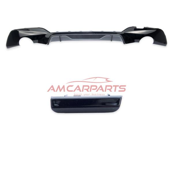 Upgrade Sport Design Heck Diffusor passend für BMW 3er G20 / G21 Vor-Facelift Limousine / Touring 18+ Hochglanz schwarz / Carbon-Optik