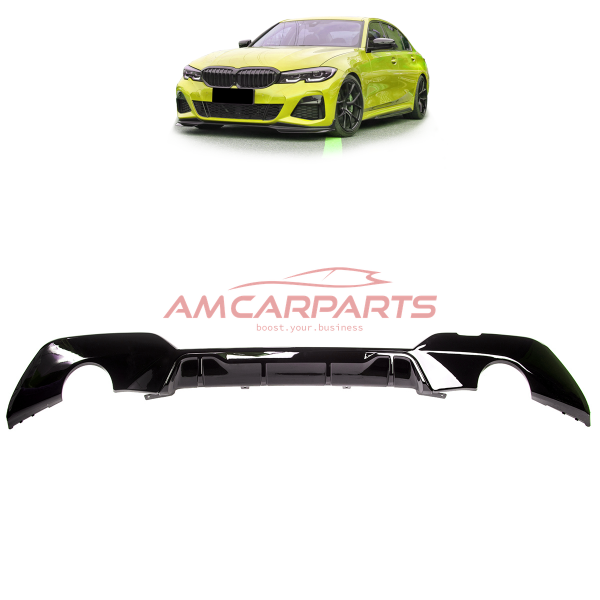 Upgrade Sport Design Heck Diffusor passend für BMW 3er G20 / G21 Vor-Facelift Limousine / Touring 18+ Hochglanz schwarz