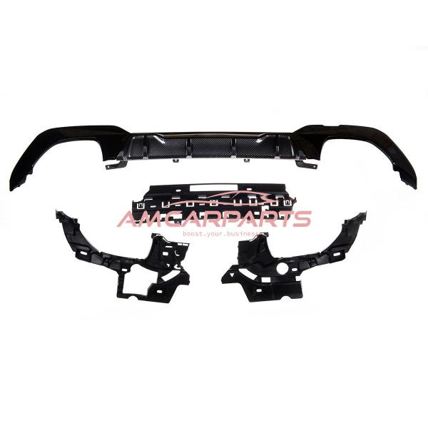 Upgrade Sport Design Heck Diffusor passend für BMW 3er G20 / G21 Vor-Facelift Limousine / Touring 18+ Hochglanz schwarz / Carbon-Optik