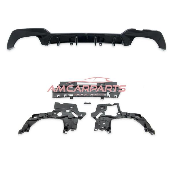 Upgrade Sport Design Heck Diffusor passend für BMW 3er G20 / G21 Vor-Facelift Limousine / Touring 18+ Hochglanz schwarz