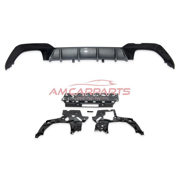 Upgrade Sport Design Heck Diffusor passend für BMW 3er G20 / G21 Vor-Facelift Limousine / Touring 18+ Matt schwarz / Carbon-Optik