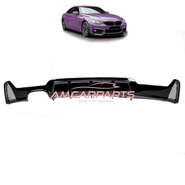Upgrade Sport Design Heck Diffusor passend für BMW 4er F32 / F33 / F36 Coupe / Cabrio 13-20 Hochglanz schwarz