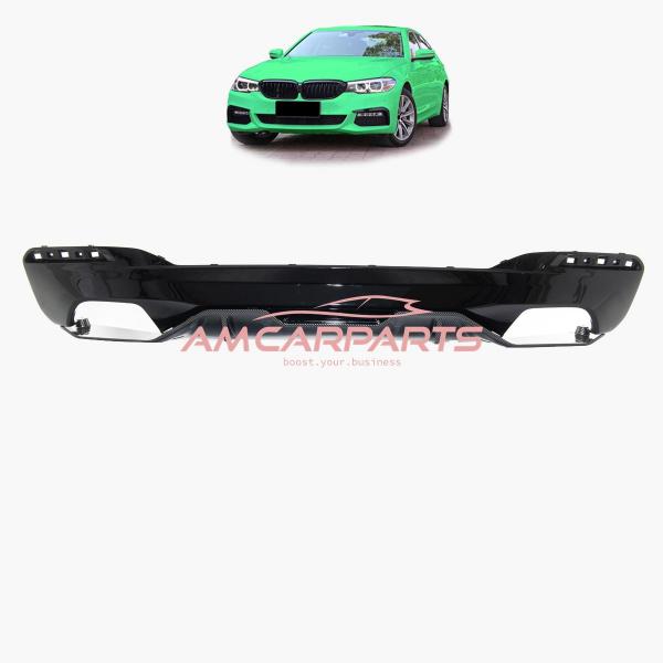 Upgrade Sport Design Heck Diffusor passend für BMW 5er G30 / G31 Vor-Facelift Limousine / Touring 16-20 Carbon-Optik / Hochglanz schwarz