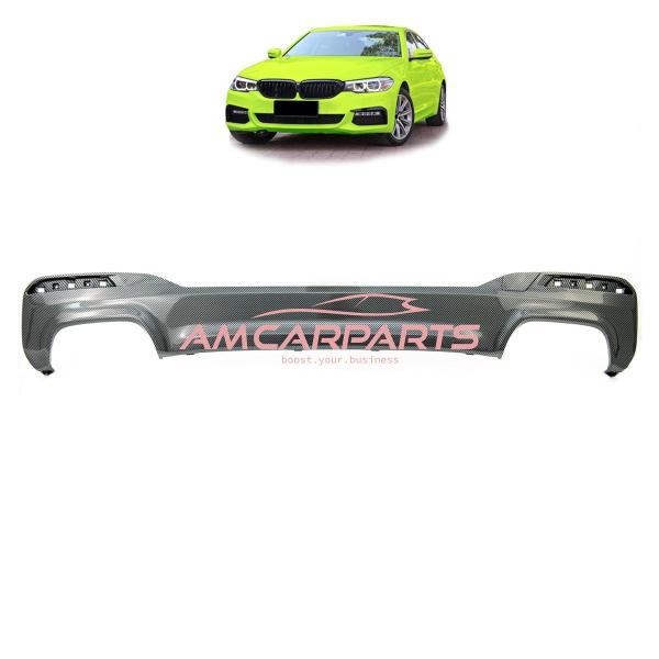 Upgrade Sport Design Heck Diffusor passend für BMW 5er G30 / G31 Limousine / Touring Vor-Facelift 16-20 Carbon-Optik