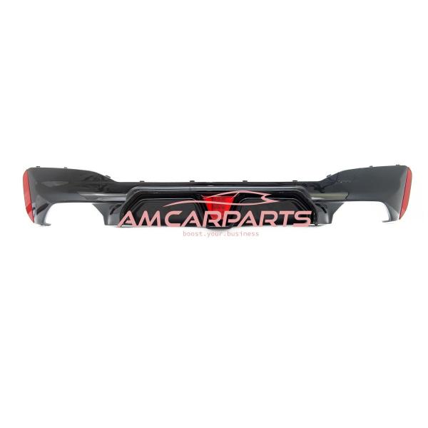 Upgrade Sport Design Heck Diffusor passend für BMW 5er G30, F90 / G31 Limousine / Touring 17-23 Hochglanz schwarz mit integrierter LED-Bremsleuchte