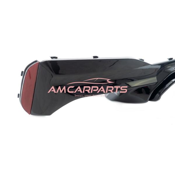 Upgrade Sport Design Heck Diffusor passend für BMW 5er G30, F90 / G31 Limousine / Touring 17-23 Hochglanz schwarz mit integrierter LED-Bremsleuchte