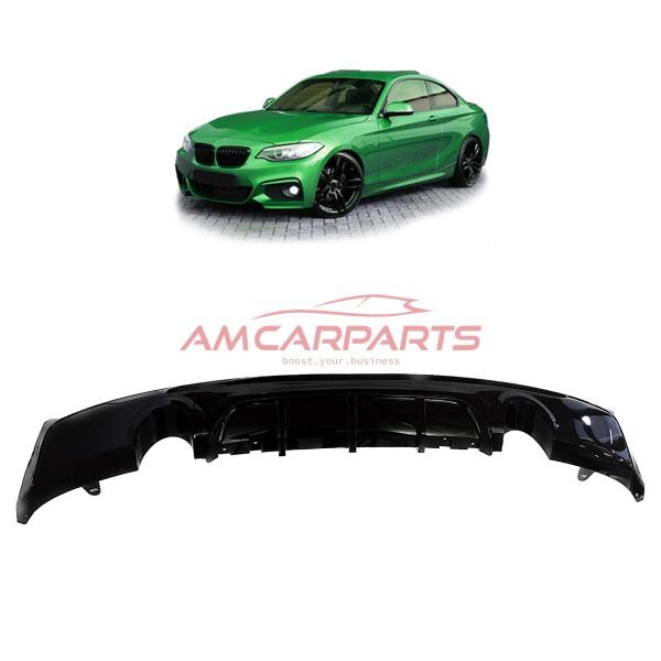 Upgrade Sport Design Heck Diffusor passend für BMW 2er F22 / F23 Coupe / Cabrio 14-21 Hochglanz schwarz