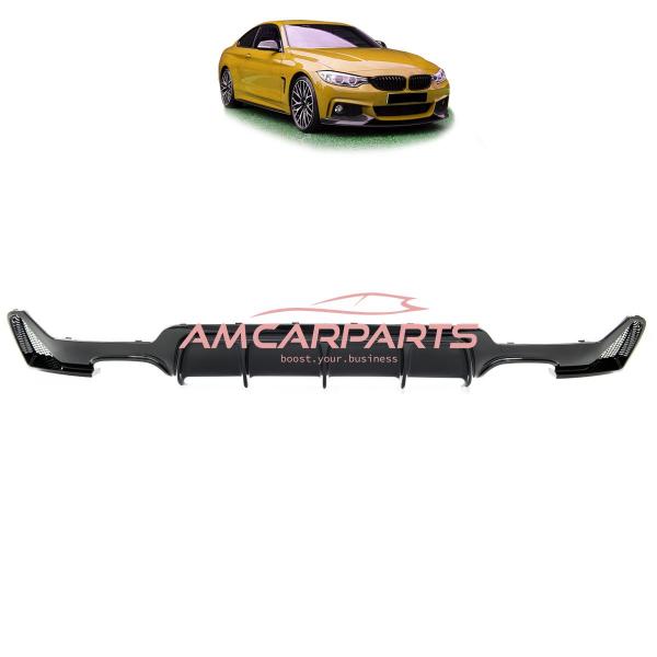 Upgrade Sport Design Heck Diffusor passend für BMW 4er F32 / F33 / F36 Coupe / Cabrio / Gran Coupe 13+ Hochglanz schwarz