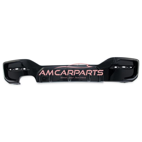 Upgrade Sport Design Heck Diffusor passend für BMW 1er F20 / F21 Facelift 15-19 Carbon-Optik / Hochglanz schwarz