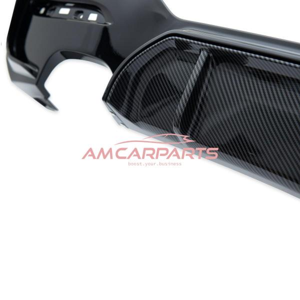 Upgrade Sport Design Heck Diffusor passend für BMW 1er F20 / F21 Facelift 15-19 Carbon-Optik / Hochglanz schwarz