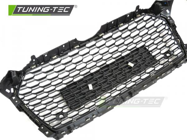 Upgrade Sportgrill / Kühlergrill für Audi A5 F(F5) 16-18 Hochglanz schwarz in Wabendesign mit Kennzeichenrahmen