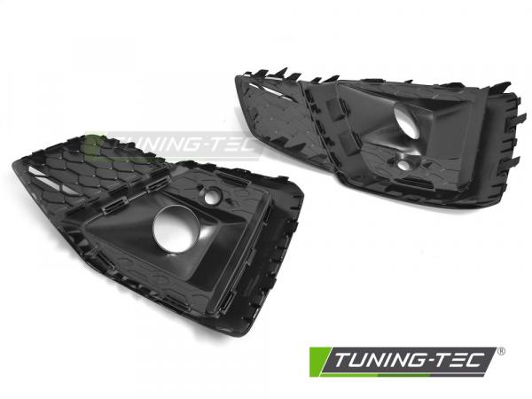 Upgrade Nebelscheinwerfer-Blenden für Audi A5 (F5) Facelift 19-23 Hochglanz schwarz in Wabendesign (für AAC)