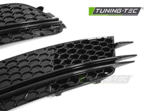 Upgrade Lufteinlassblenden / Nebelscheinwerfer-Blenden für Audi A6 C7 (4G) Hochglanz schwarz in Wabendesign