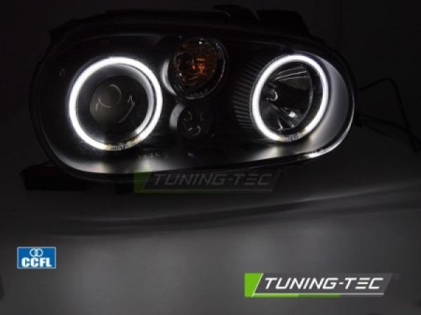 LED Angel Eyes Scheinwerfer für VW Golf 4 97-03 schwarz