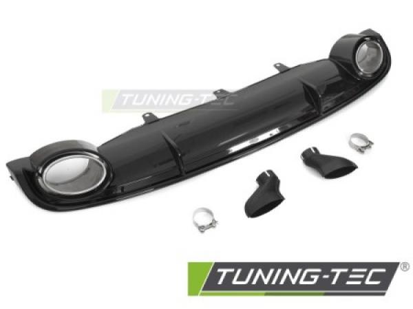 Upgrade Sport Design Heck Diffusor für Audi A7 C7 Sportback 10-14 Hochglanz schwarz + Chrom Blenden