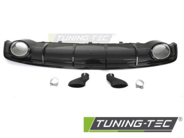 Upgrade Sport Design Heck Diffusor für Audi A7 C7 Facelift Sportback 14-18 Hochglanz schwarz + Chrom Blenden